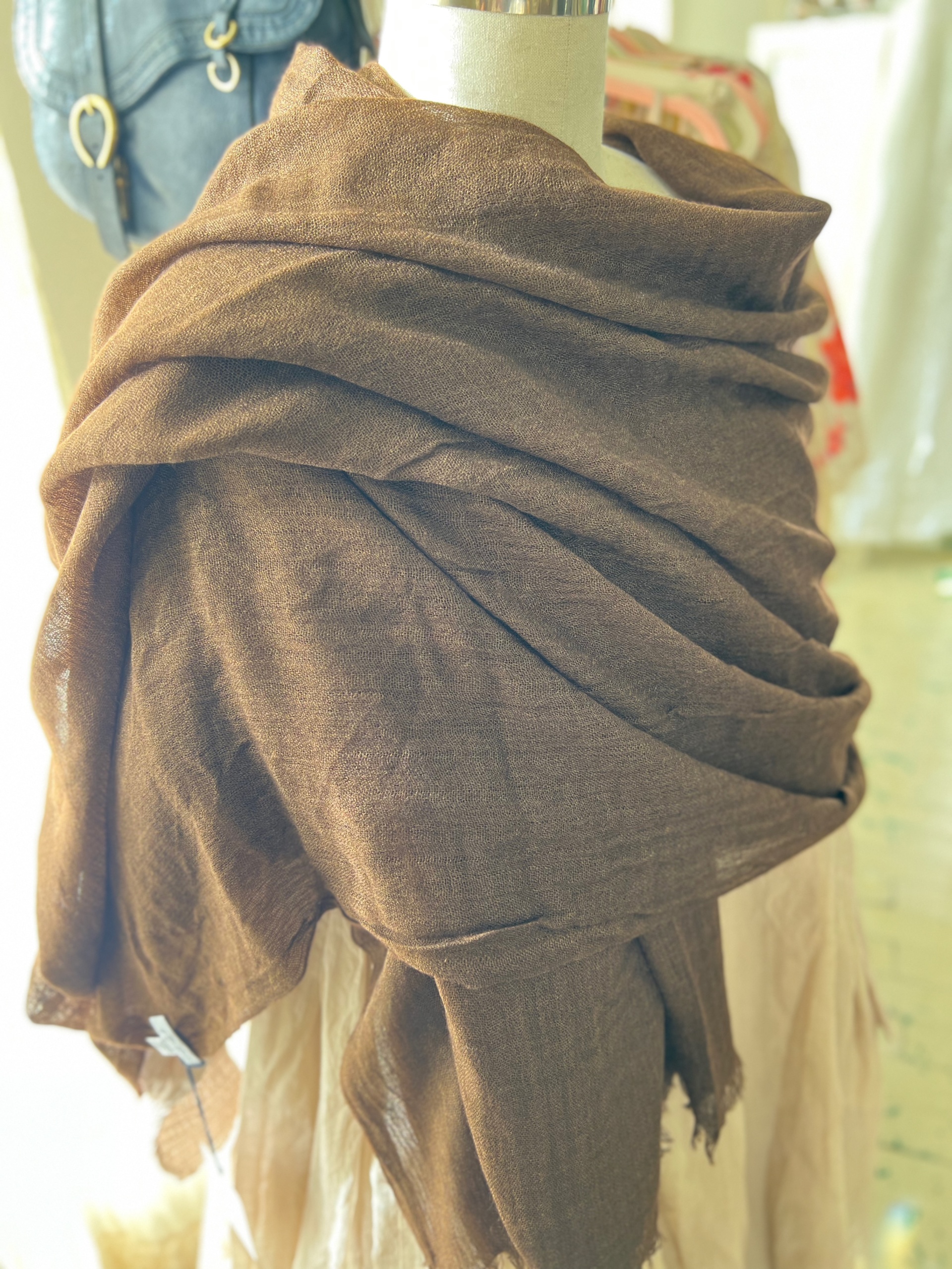 Botto Giuseppe Cashmere Silk Wrap in Chocolate