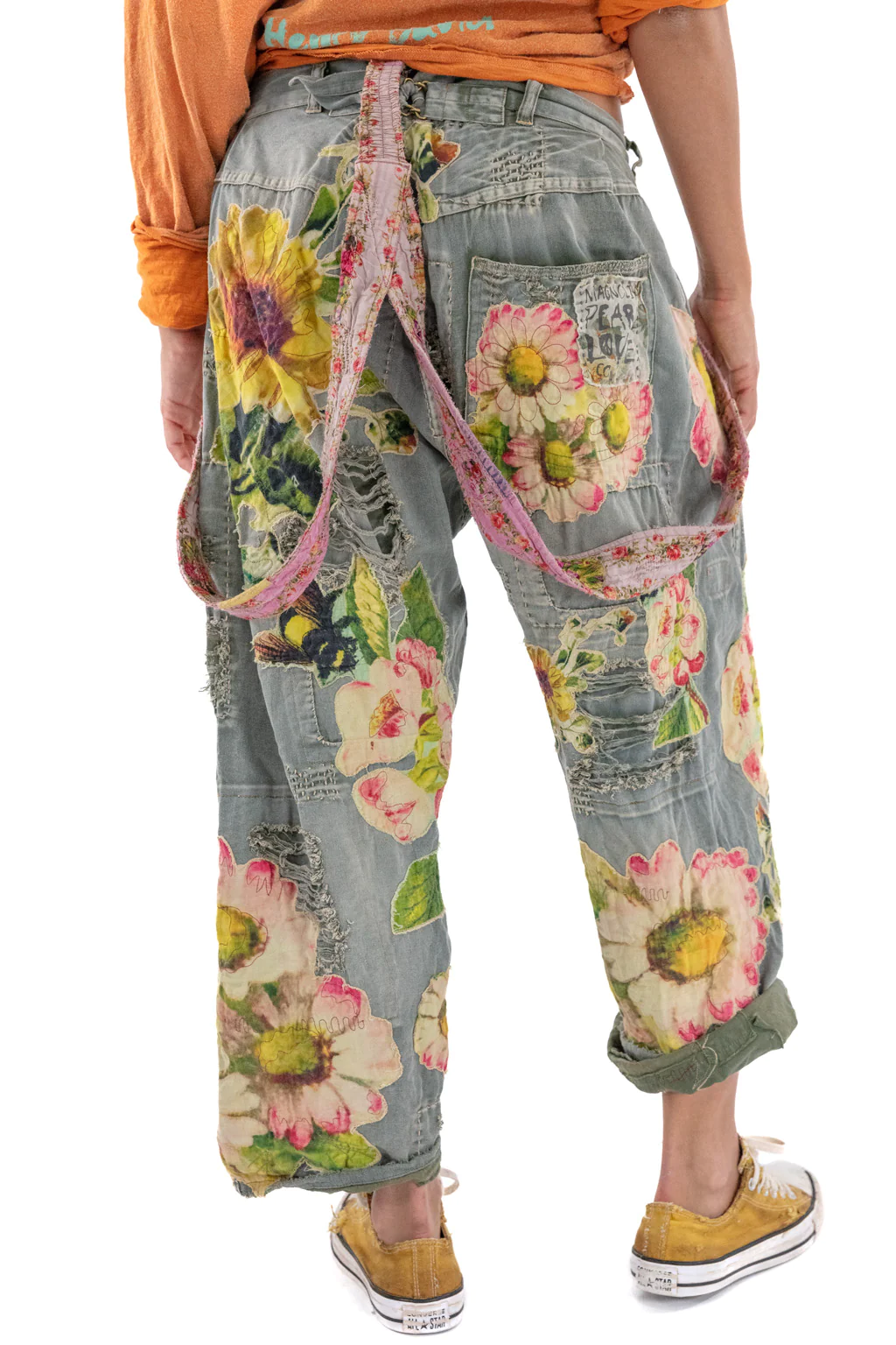 Magnolia Pearl Cotton Twill Miner Pants with Sunflower Applique