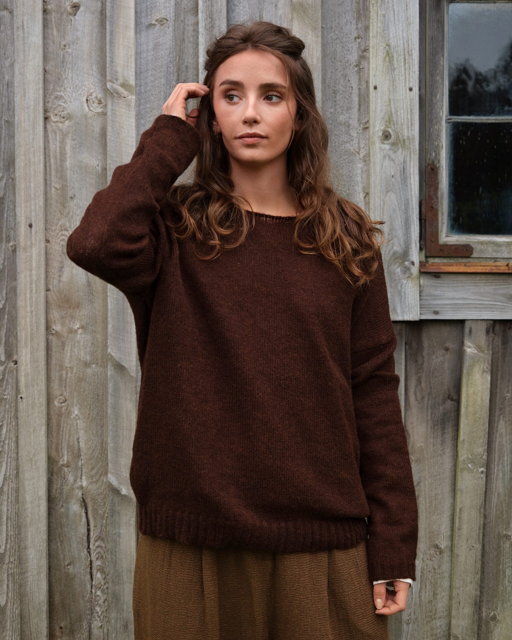 Ewa i walla Renata Brown Alpaca Knit Pullover Sweater Style 44949