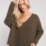 Maevy Soleil V Neck Pullover Sweater in Foret Style H23-34Soleil