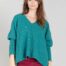 Maevy Soleil V Neck Pullover Sweater in Emeraude Style H23-34Soleil
