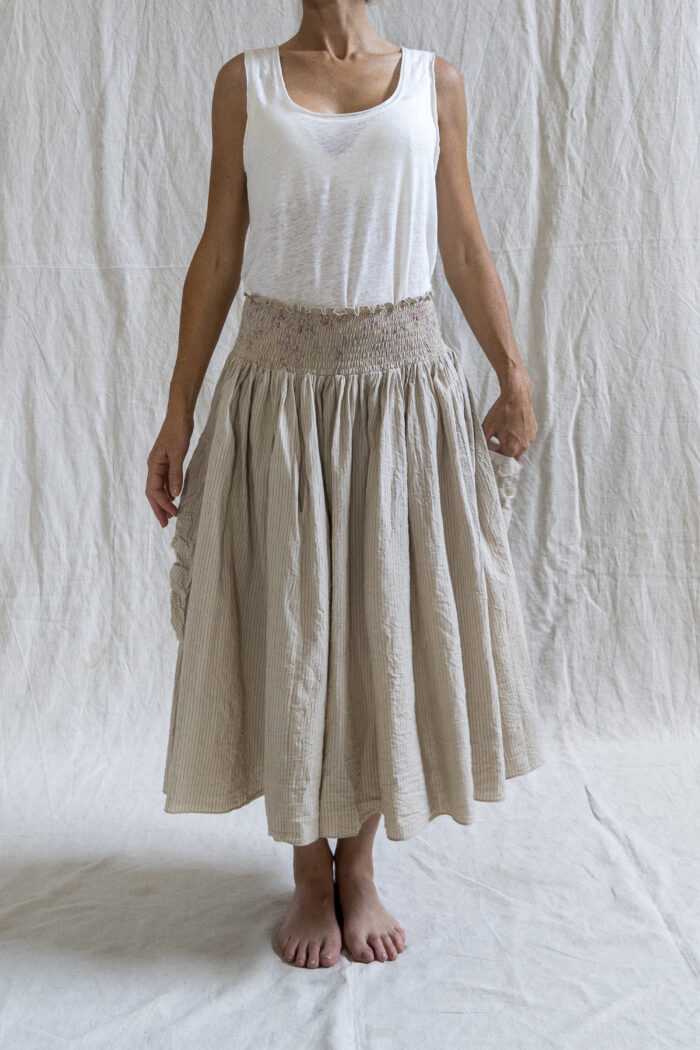 Les Ours Frambois Skirt in Striped linen