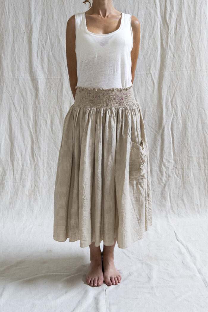 Les Ours Frambois Skirt in Striped linen