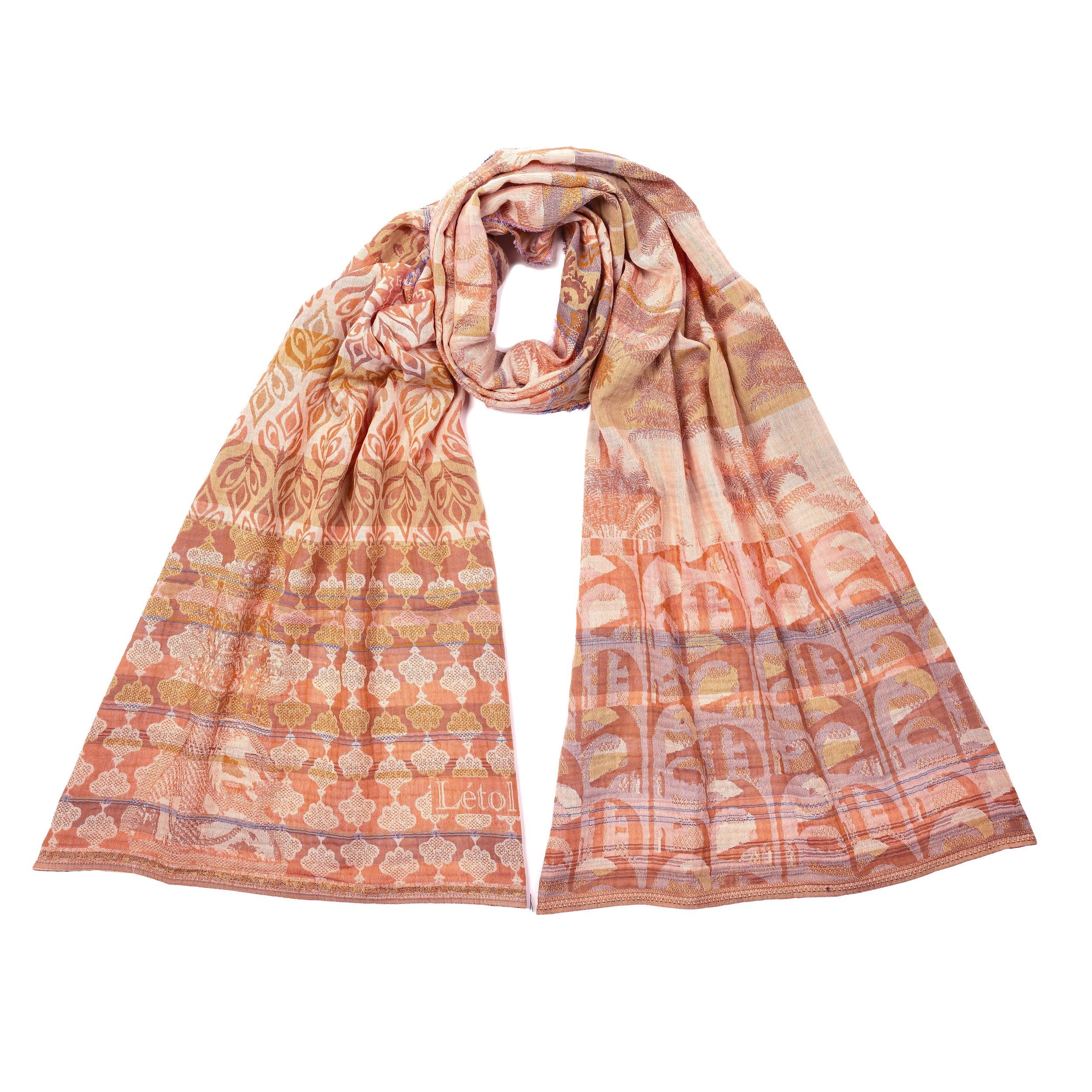Letol Organic Cotton French Scarf Amira 901 Boudoir in Dusty Pink and other Colors AM901
