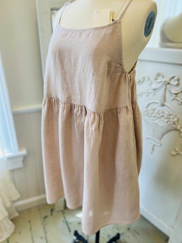 By Basics Spencer Strap Dress Dress 12028 II 100% Linen in Blush