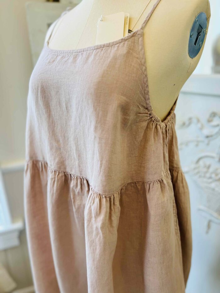 By Basics Spencer Strap Dress Dress 12028 II 100% Linen in Blush