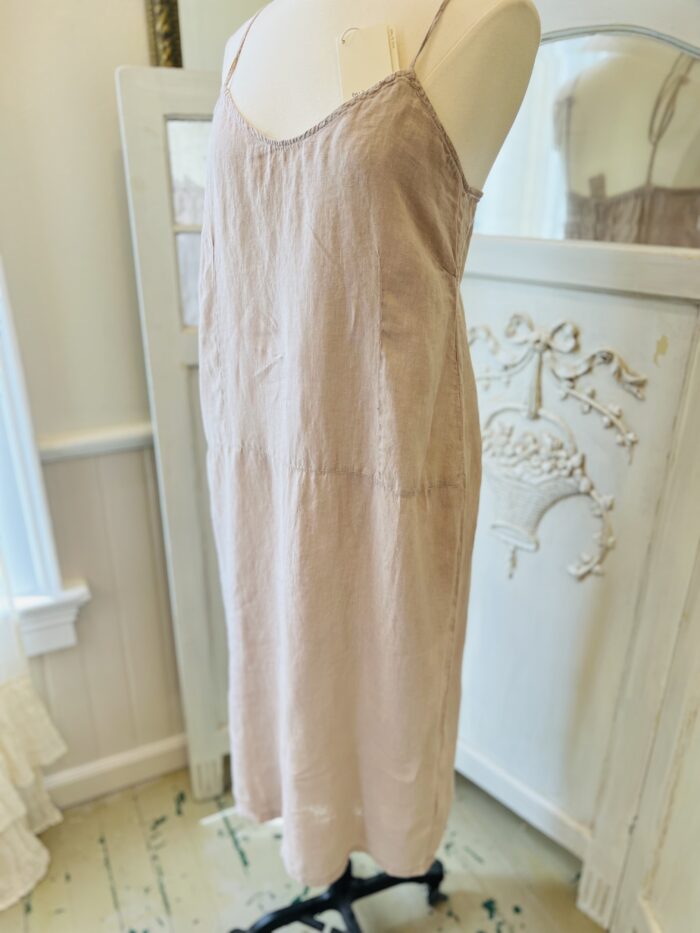 By Basics Linen strap dress in blush