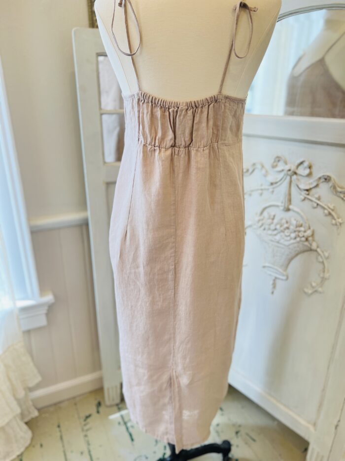 By Basics Linen strap dress in blush