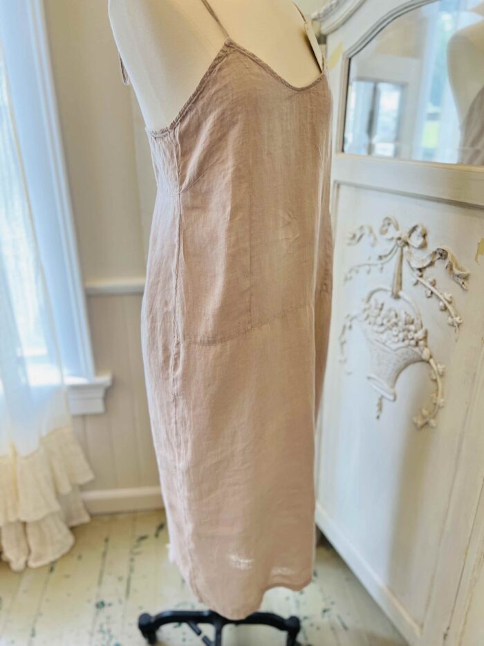 By Basics Linen strap dress in blush