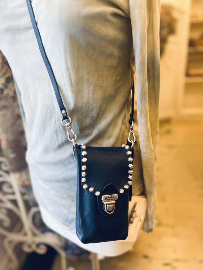 Campomaggi  Leather Phone Case with MATERA STUDS in Sapphire Item C039570ND/X0548/C3019 - Image 2