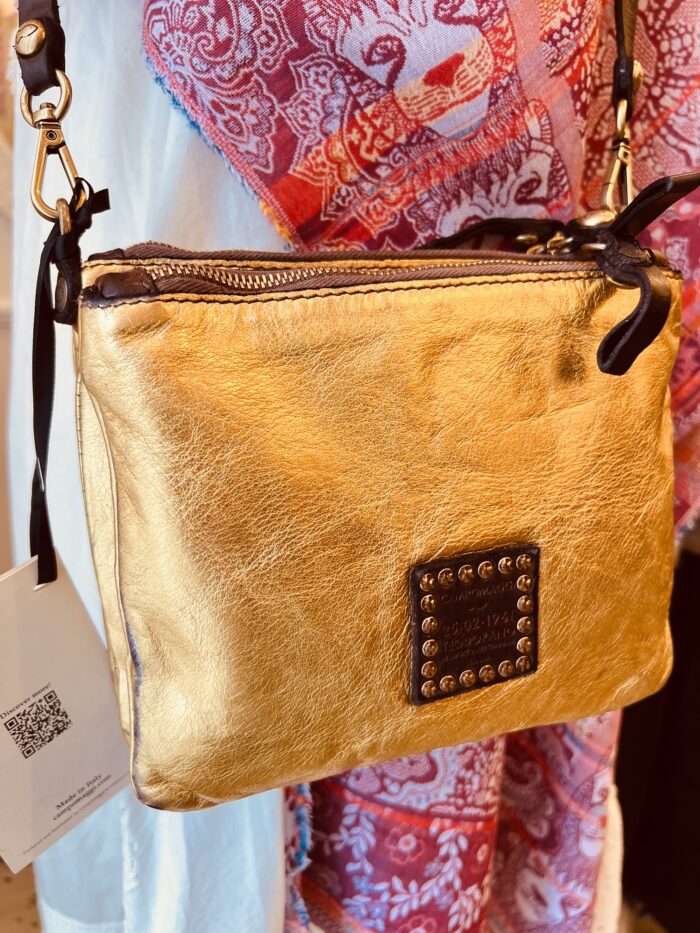 Campomaggi Crossbody Leather Handbag in Gold and Brown Item C013600ND/X0029/F1902 - Image 6