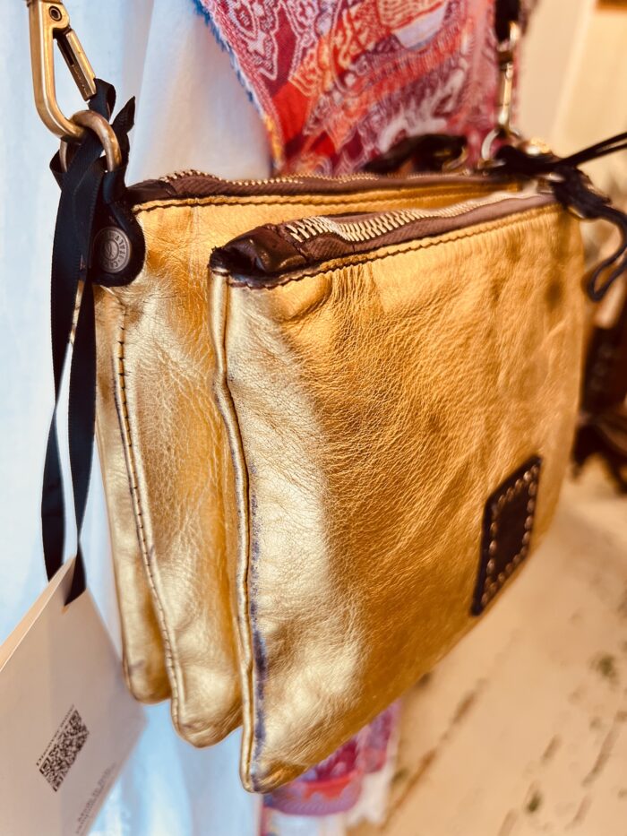 Campomaggi Crossbody Leather Handbag in Gold and Brown Item C013600ND/X0029/F1902 - Image 7