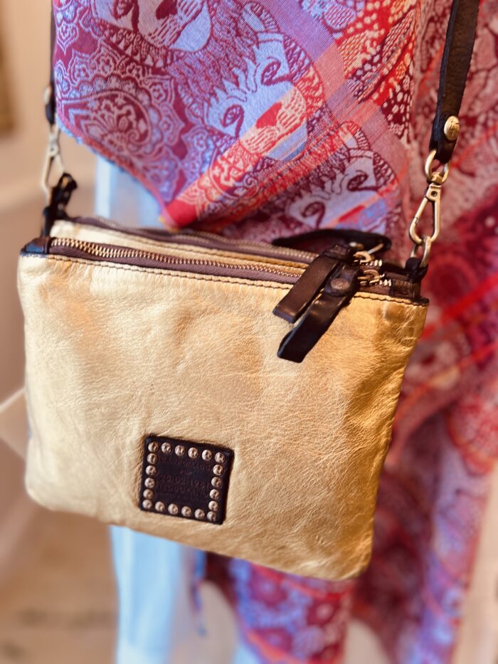 Campomaggi Crossbody Leather Handbag in Gold and Brown Item C013600ND/X0029/F1902 - Image 4