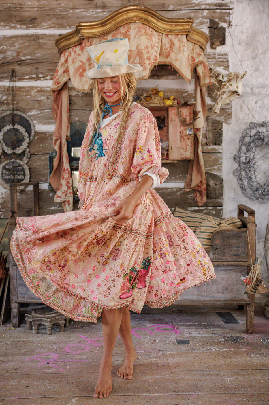 Magnolia Pearl European Cotton Della Dreamer Dress with Applique in Sweet Sixteen Dress 2027