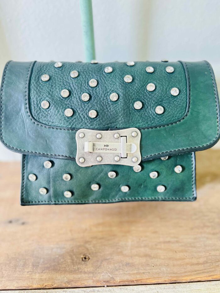 Campomaggi Italian Leather Agnese Cross Body Tracillina Piccola Vacchetta Strap with Trasp in Bottle Green Item # C016500ND/X2785/C2505 - Image 12