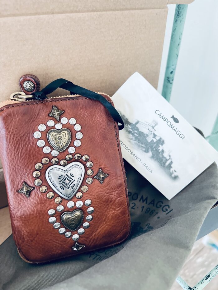 Campomaggi Leather Wallet with Studs in Cognac Item # C002060ND/X2838/C1502 - Image 5