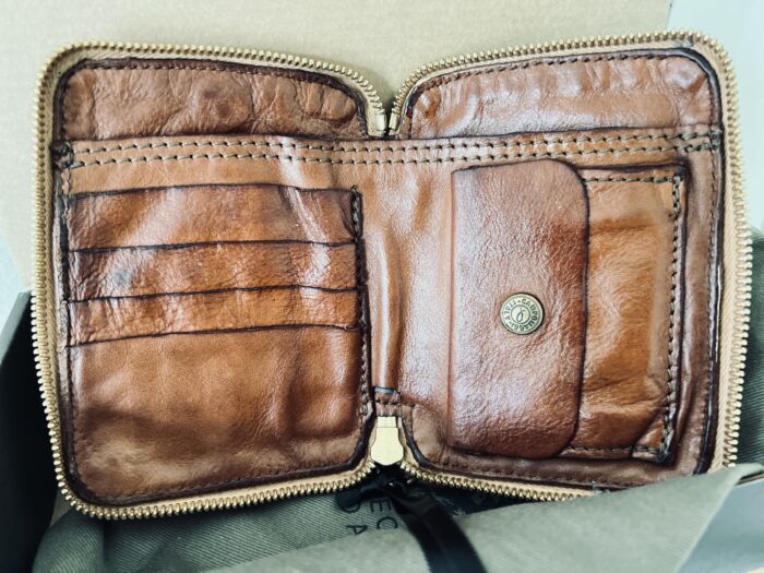Campomaggi Leather Wallet with Studs in Cognac Item # C002060ND/X2838/C1502 - Image 8