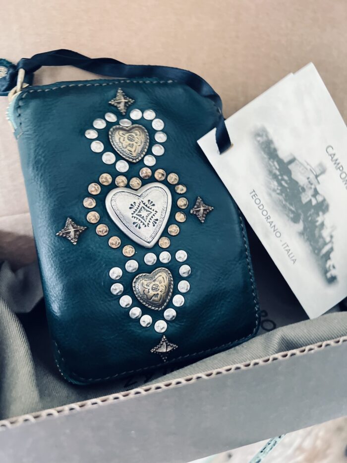 Campomaggi Leather Wallet with Studs in Bottle Green Item # C002060ND/X2838/C2505 - Image 4