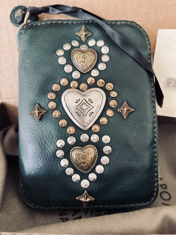 Campomaggi Leather Wallet with Studs in Bottle Green Item # C002060ND/X2838/C2505 - Image 6