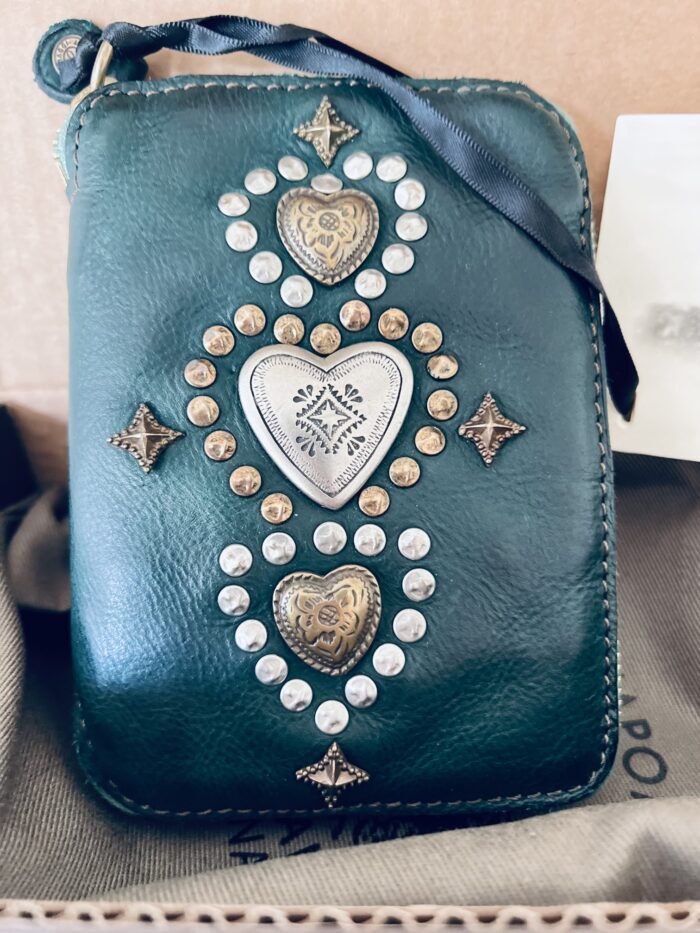 Campomaggi Leather Wallet with Studs in Bottle Green Item # C002060ND/X2838/C2505 - Image 7