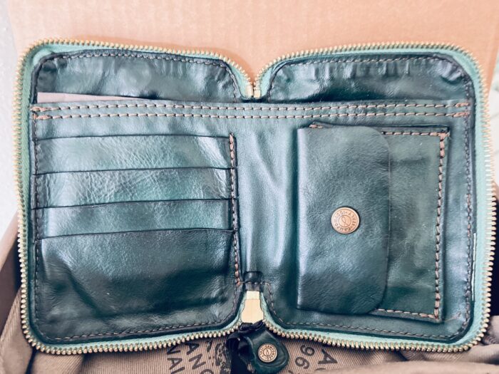 Campomaggi Leather Wallet with Studs in Bottle Green Item # C002060ND/X2838/C2505 - Image 2