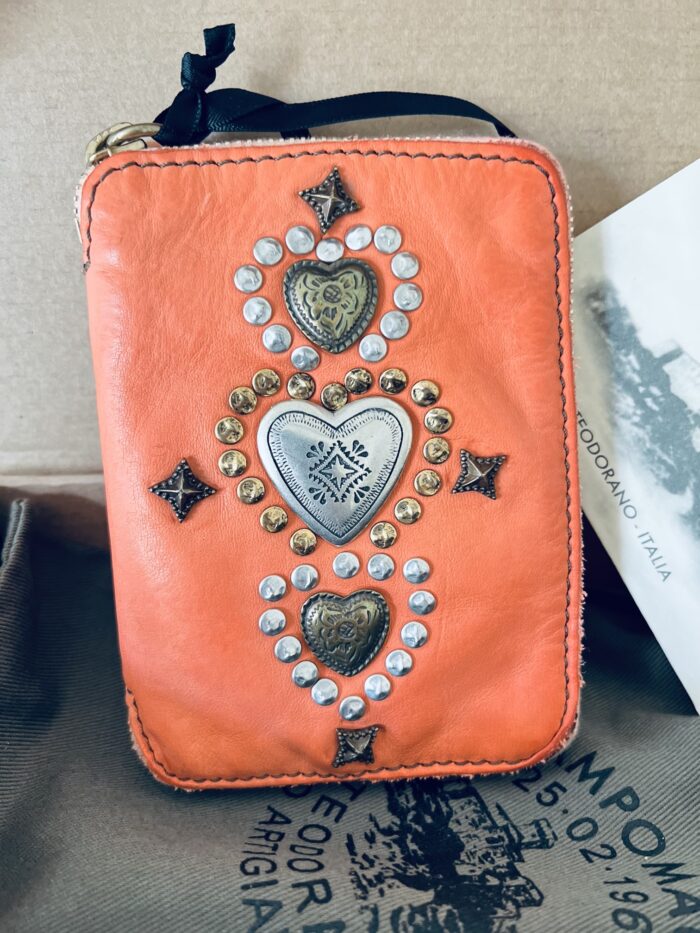 Campomaggi Leather Wallet with Studs in Apricot Item # C016500ND/X2785/C2505