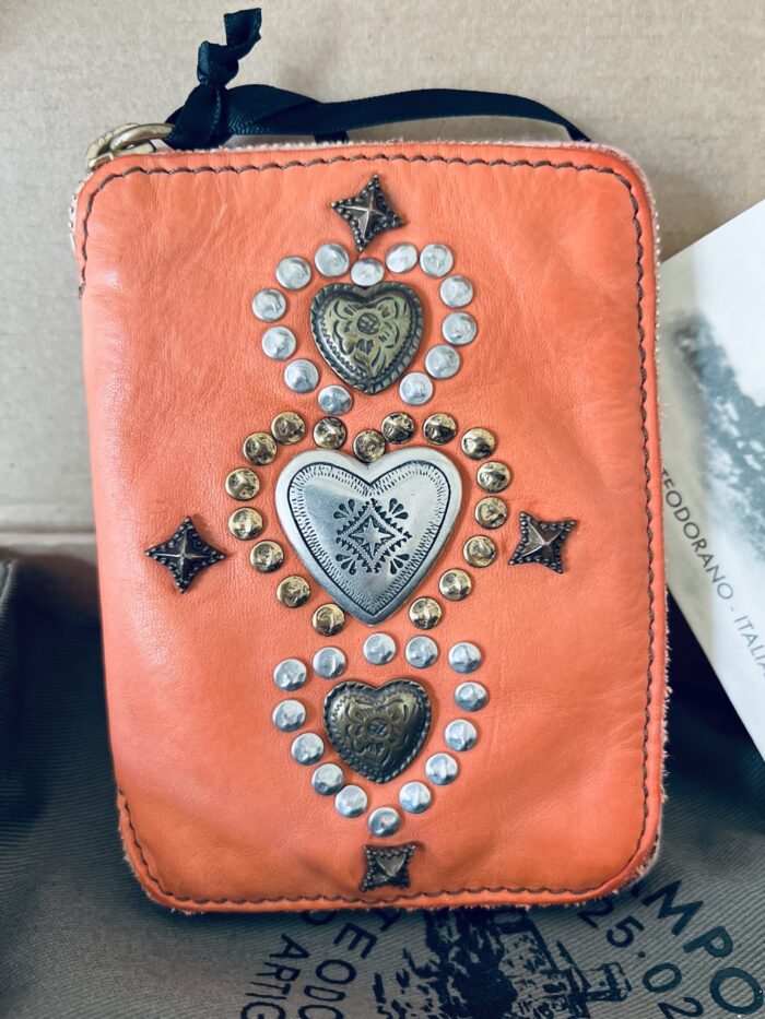 Campomaggi Leather Wallet with Studs in Apricot Item # C016500ND/X2785/C2505 - Image 2