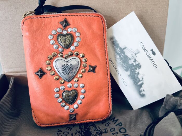 Campomaggi Leather Wallet with Studs in Apricot Item # C016500ND/X2785/C2505 - Image 3