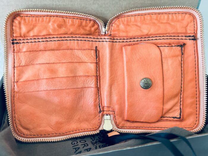 Campomaggi Leather Wallet with Studs in Apricot Item # C016500ND/X2785/C2505 - Image 6