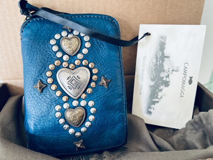 Campomaggi Leather Wallet with Studs in Saphire Item # C002060ND/X2838/C3019 - Image 9