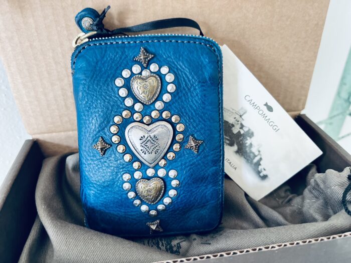 Campomaggi Leather Wallet with Studs in Saphire Item # C002060ND/X2838/C3019 - Image 7