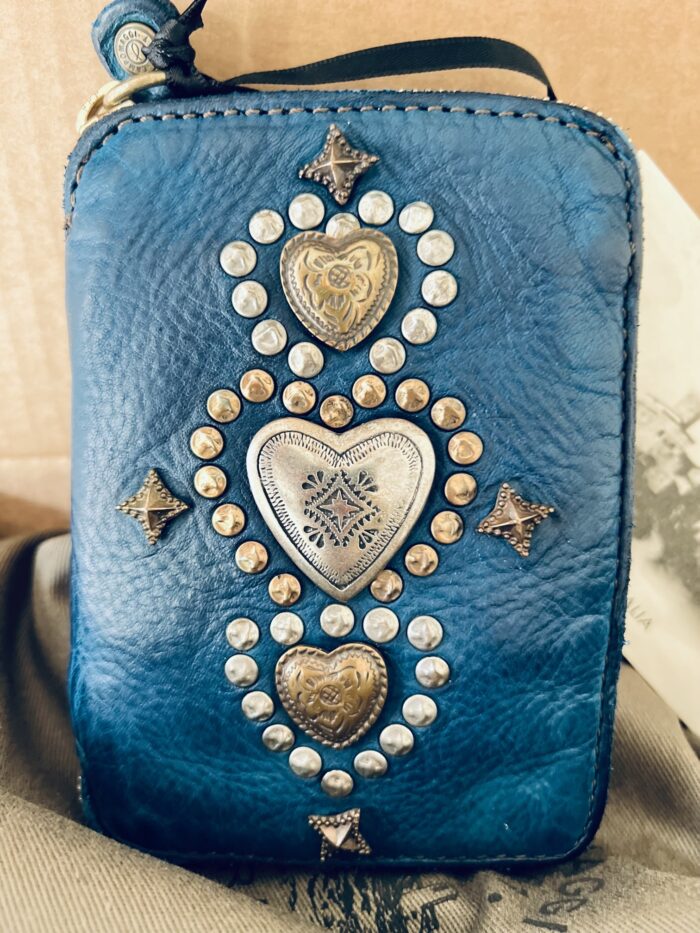 Campomaggi Leather Wallet with Studs in Saphire Item # C002060ND/X2838/C3019 - Image 5