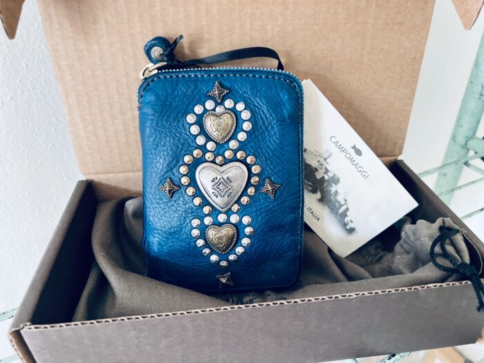 Campomaggi Leather Wallet with Studs in Saphire Item # C002060ND/X2838/C3019 - Image 6