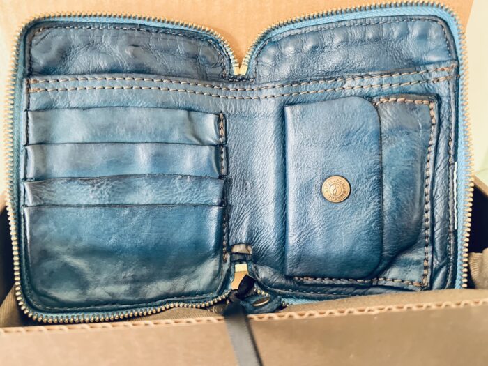 Campomaggi Leather Wallet with Studs in Saphire Item # C002060ND/X2838/C3019 - Image 2