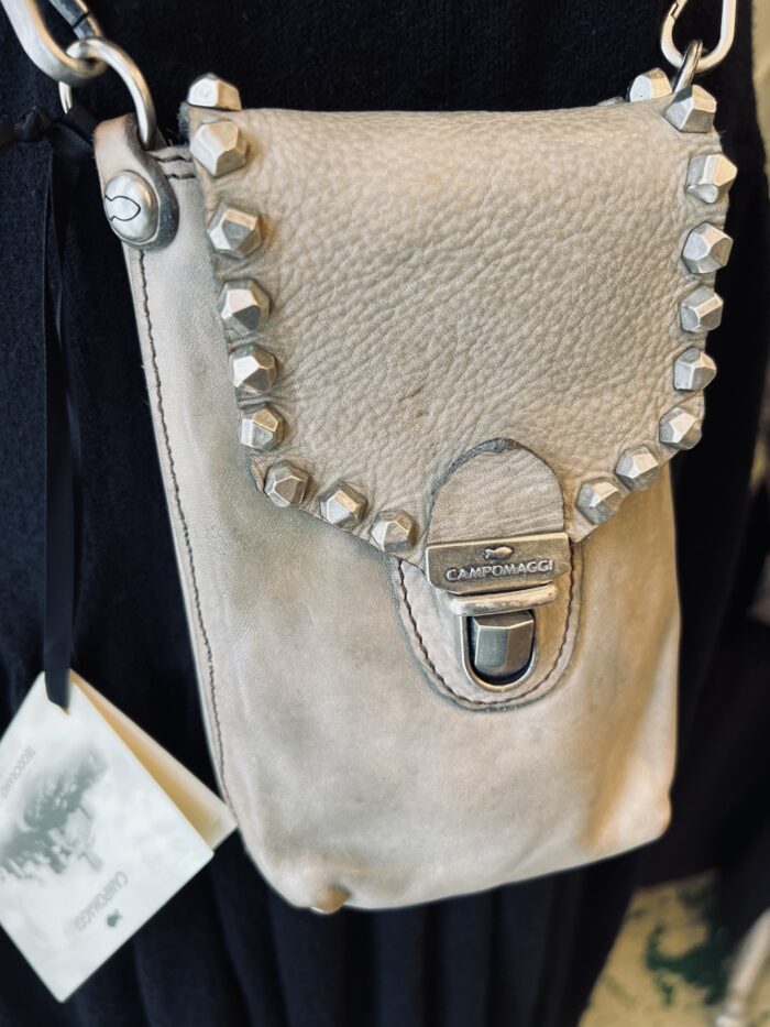 Campomaggi  Leather Phone Case with MATERA STUDS in Ghiaccio Item C039570ND/X0548/C2505 - Image 2