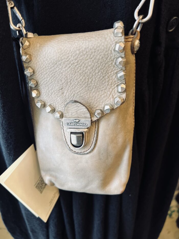 Campomaggi  Leather Phone Case with MATERA STUDS in Ghiaccio Item C039570ND/X0548/C2505 - Image 3