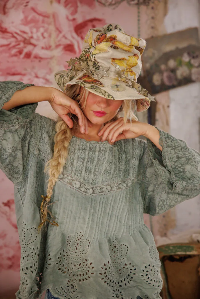 Magnolia Pearl Crochet Jodi Blouse in Seafoam Gray top 2320 - Image 2