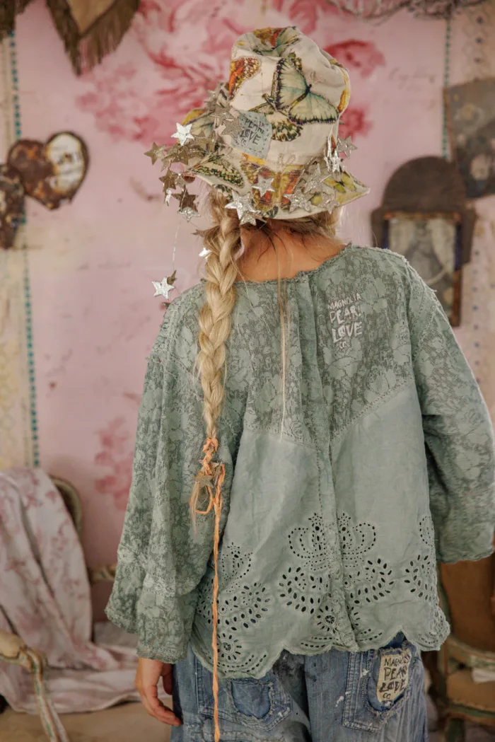 Magnolia Pearl Crochet Jodi Blouse in Seafoam Gray top 2320 - Image 7