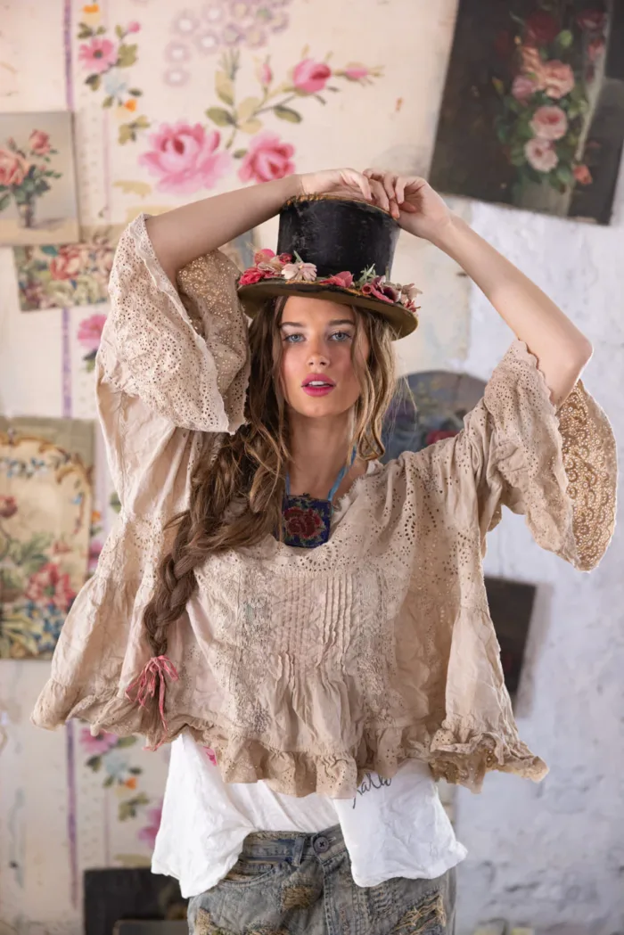 Magnolia Pearl Eyelet Dea Blouse in Swan Top 2212 - Image 2