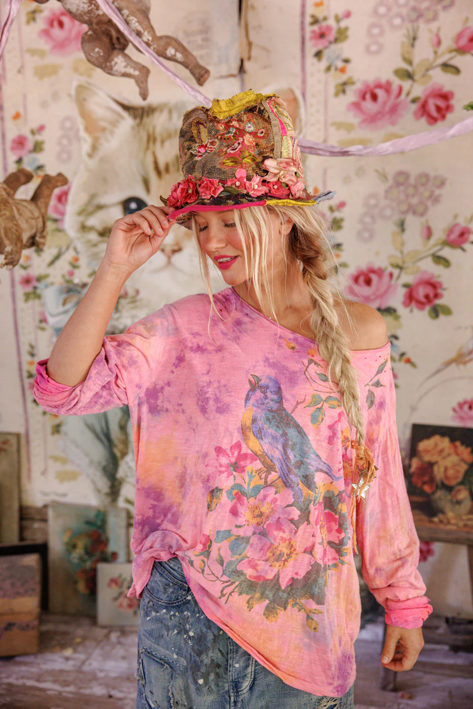 Magnolia Pearl Cotton Jersey Floral Robin Viggo T in HodgePodge Top 2364