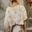 Magnolia Pearl European Cotton Eyelet Adelise Blouse in Antique White Top 2260