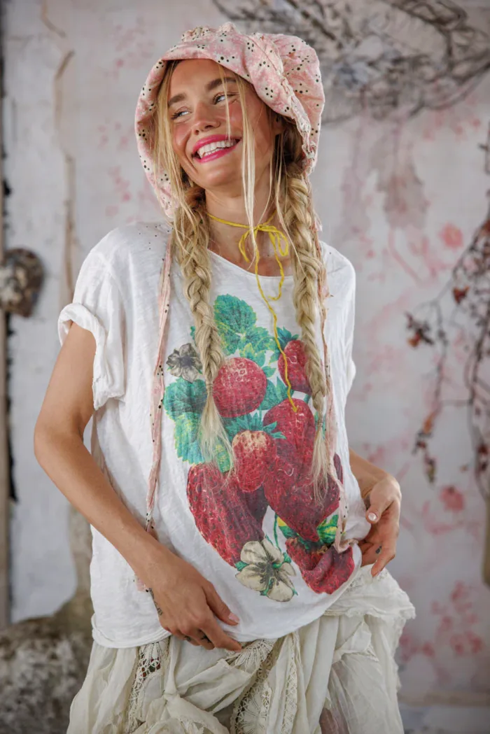 Magnolia Pearl Cotton Jersey Strawberry Blooms T in True Top 2361 - Image 2
