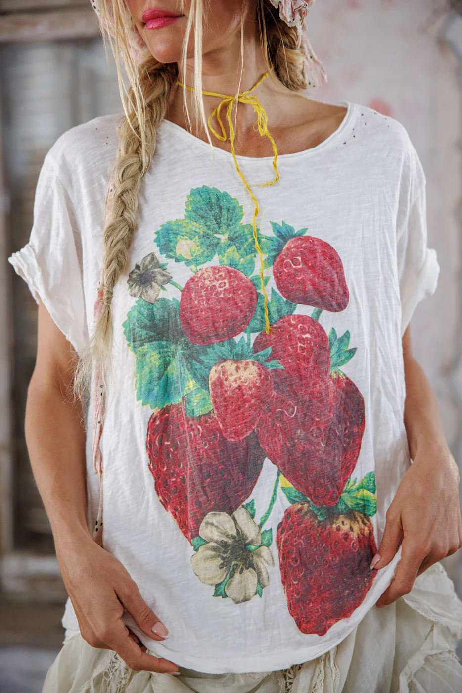 Magnolia Pearl Cotton Jersey Strawberry Blooms T in True Top 2361
