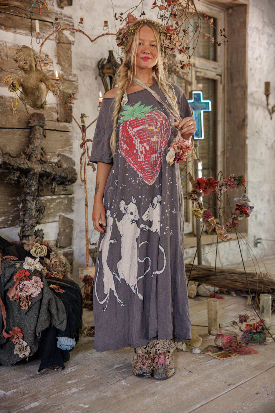 Magnolia Pearl Cotton Jersey Discotheque Fraises T Dress in Ozzy Dress 1444
