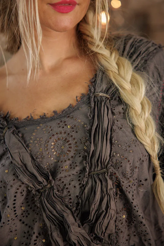Magnolia Pearl European Cotton Eyelet Nonnie Belle Blouse in Ozzy Top 2239