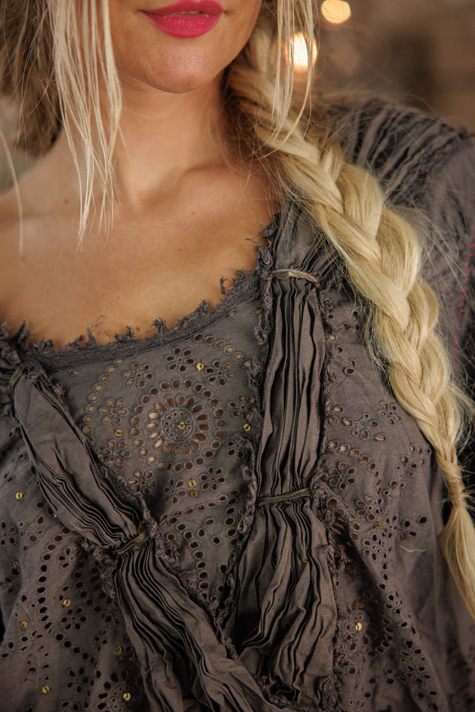 Magnolia Pearl European Cotton Eyelet Nonnie Belle Blouse in Ozzy Top 2239