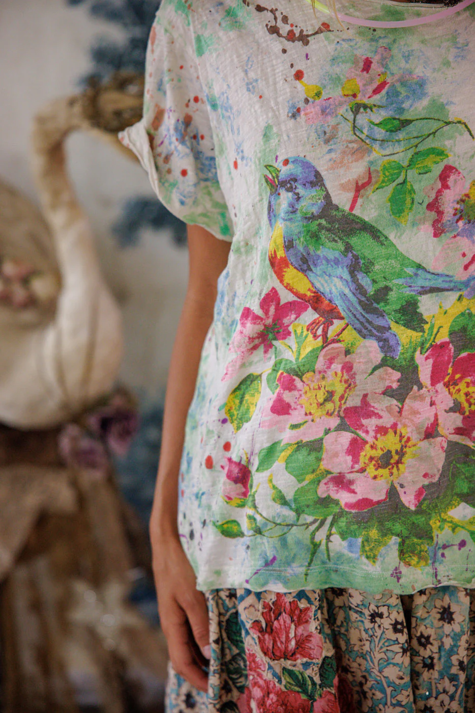 Magnolia Pearl Cotton Jersey Floral Songbird Art Class T in True Top 2567