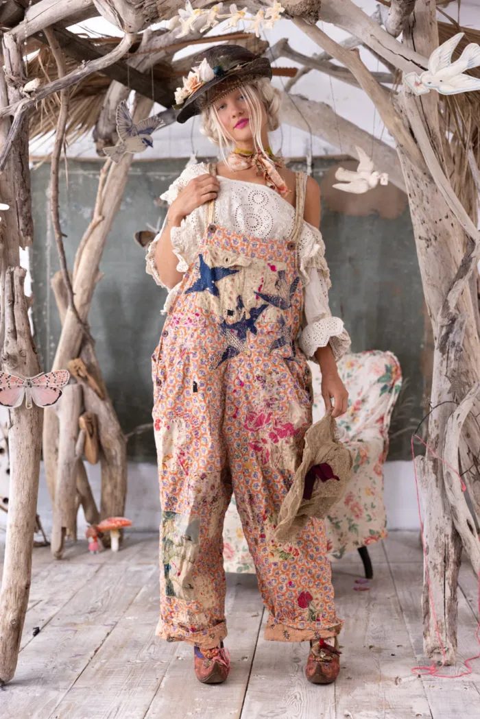 Magnolia Pearl European Cotton Applique Love Overalls in Celine Overalls 148