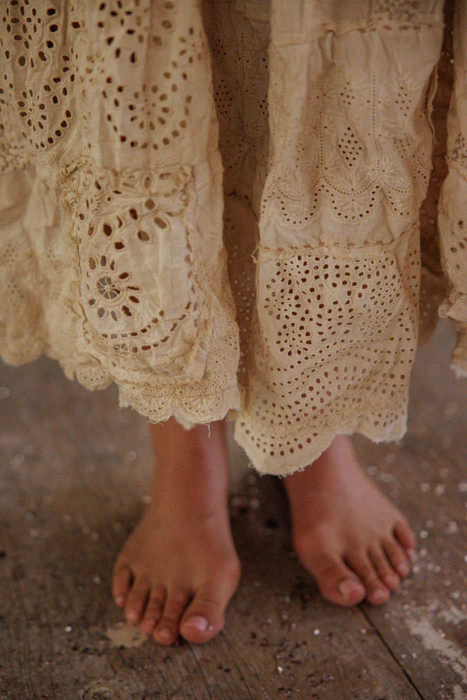 Magnolia Pearl European Cotton Eyelet Patchwork Pissarro Skirt in Swan Skirt 237