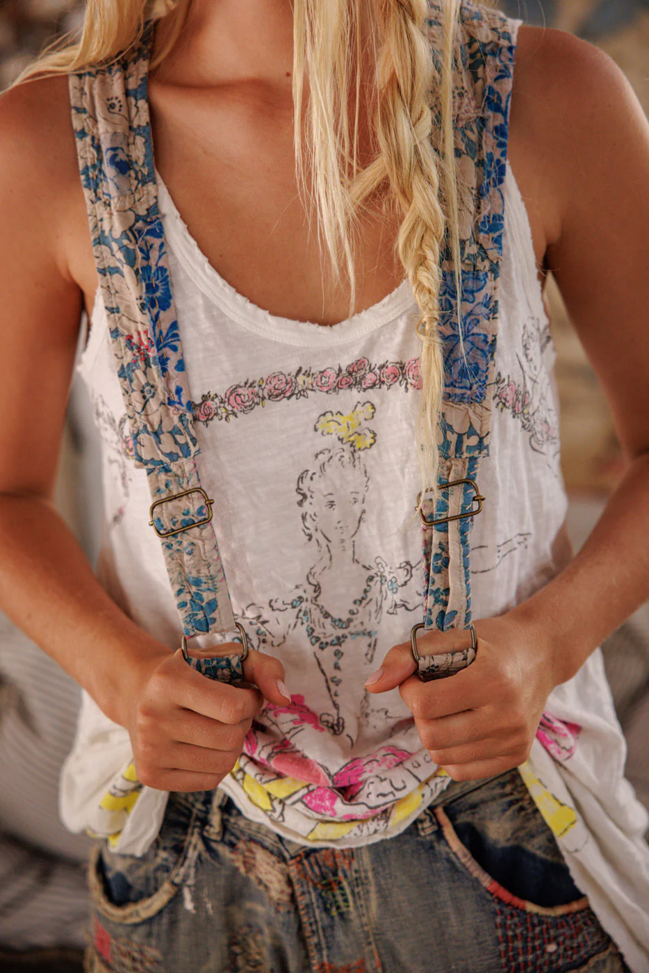 Magnolia Pearl Embroidered Floral Shea Suspenders in Niseko Suspender 042